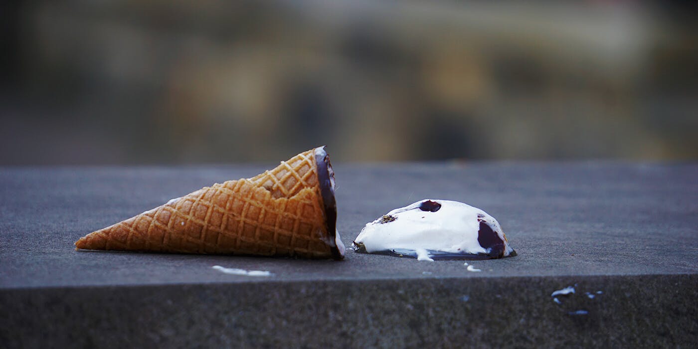 An ice cream which has been dropped on the floor